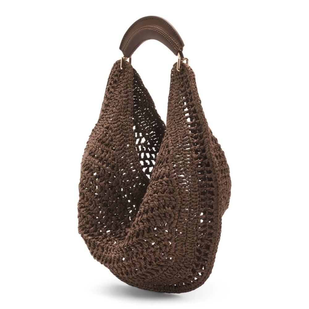 Urban Expressions Brown Crochet Shoulder Bag - Picture 2 of 3